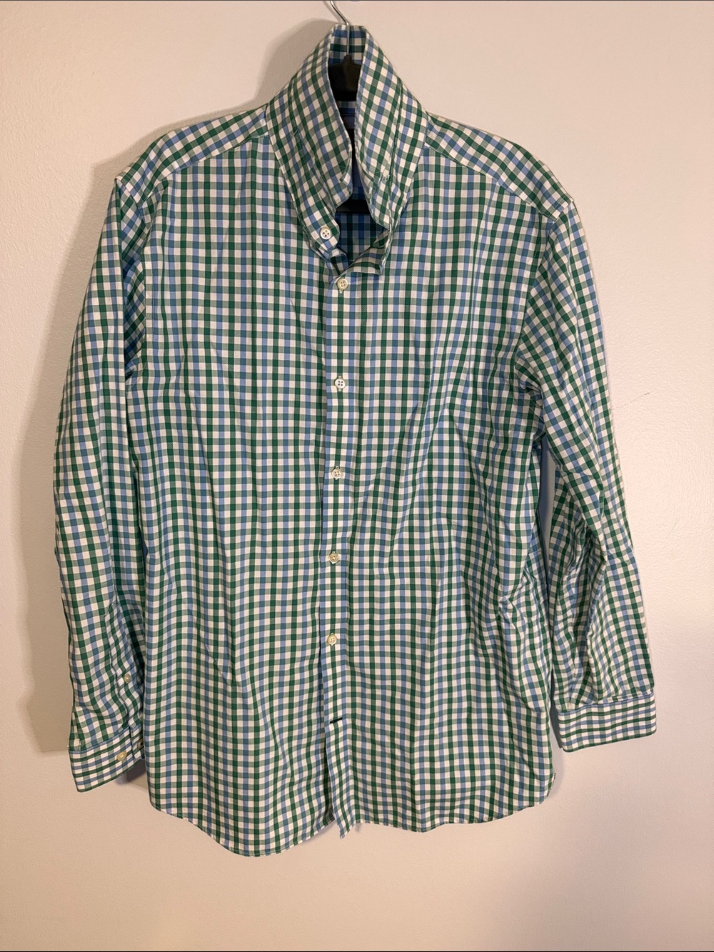 Banana Republic Green & Blue Gingham Button-Down Shirt Size L